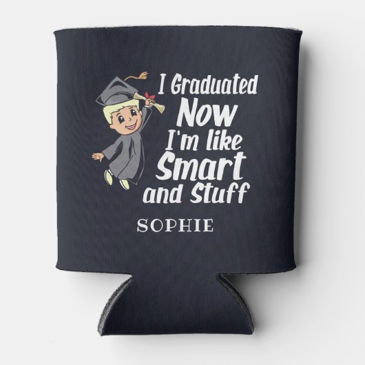 Aangepast Afstuderen Gag I Afgestudeerde Cartoon N Blikjeskoeler (Voorkant)