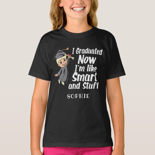 Aangepast Afstuderen Gag I Afgestudeerde Cartoon N T-shirt (Voorkant)