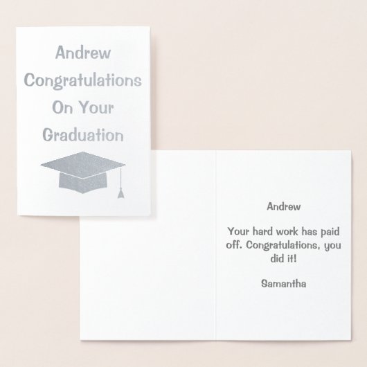Aangepast Afstuderen Gefeliciteerd Metallic Folie Kaarten (Display)
