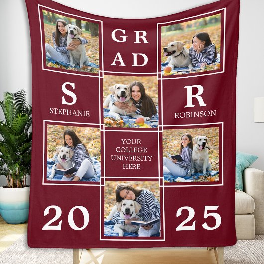 Aangepast Afstuderen Gepersonaliseerde 6 Fotocolla Fleece Deken