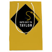 Aangepast Afstuderen Gold Middelgrote Gift Bag Medium Cadeauzakje (Voorkant)