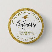 Aangepast Afstuderen is geschikt voor Afstudeerder Ronde Button 5,7 Cm (Voorkant)