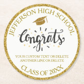 Aangepast Afstuderen is geschikt voor Afstudeerder Ronde Kartonnen Onderzetter (Voorkant)