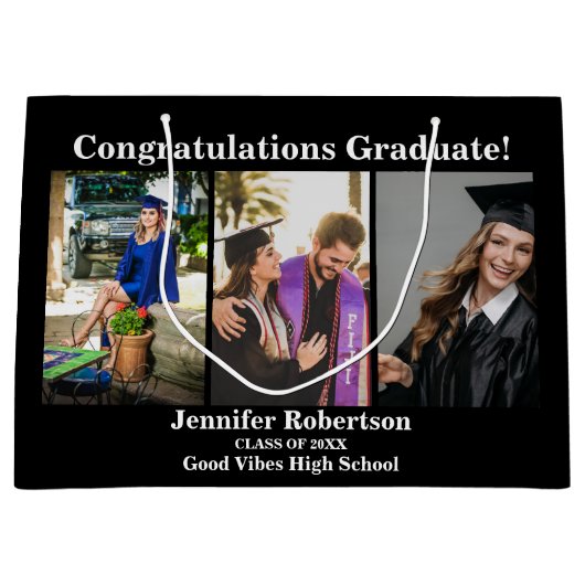 Aangepast Afstuderen Klasse 3 Fotocollage Naam Groot Cadeauzakje (Voorkant)