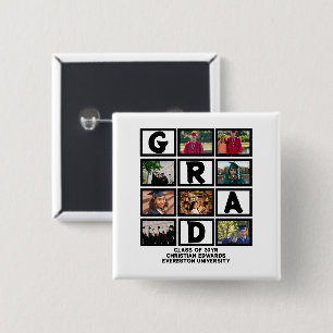 Aangepast Afstuderen, klasse van jaar 8 fotocollag Vierkante Button 5,1 Cm