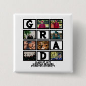 Aangepast Afstuderen, klasse van jaar 8 fotocollag Vierkante Button 5,1 Cm (Voorkant)