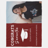 Aangepast Afstuderen met Bourgogne Fotoklasse van  Fleece Deken (Voorkant)