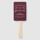 Aangepast Afstuderen met Burgundy White Gold-foto Handwaaier (Voorkant)