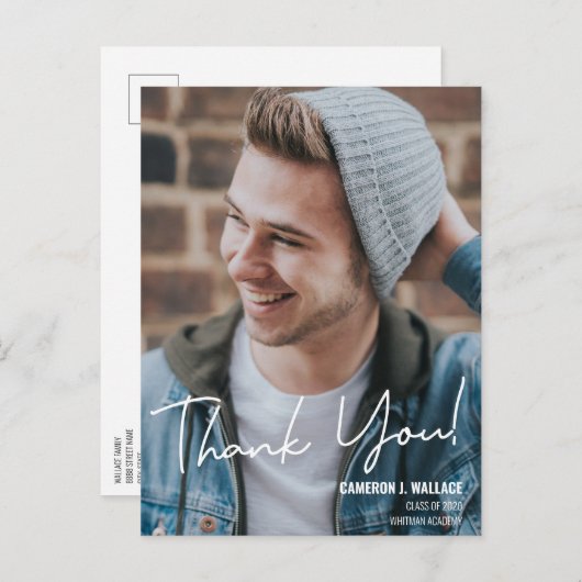 Aangepast Afstuderen met Foto BEDANKT U Aankondigingskaart (Voorkant / Achterkant)