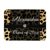 Aangepast Afstuderen met zwarte leopard Ribbon Jew Magneet (Horizontaal)
