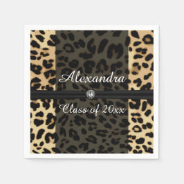 Aangepast Afstuderen met zwarte leopard Ribbon Jew Servet