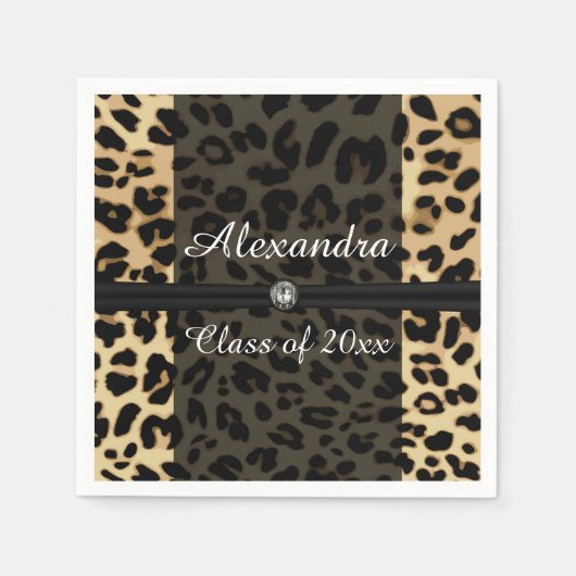 Aangepast Afstuderen met zwarte leopard Ribbon Jew Servet (Voorkant)