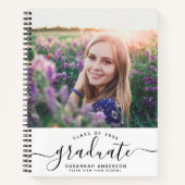 Aangepast Afstuderen Modern Chic Script Foto Gast Notitieboek (Voorkant)