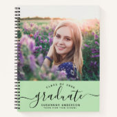 Aangepast Afstuderen Modern Mint Script Fotogast Notitieboek (Voorkant)