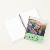 Aangepast Afstuderen Modern Mint Script Fotogast Notitieboek (Binnen)
