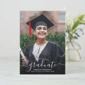 Aangepast Afstuderen Moderne Elegant Script-foto Kaart (Staand voorkant)