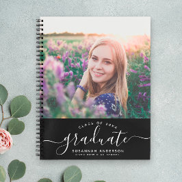 Aangepast Afstuderen Moderne Elegant Script-foto Notitieboek