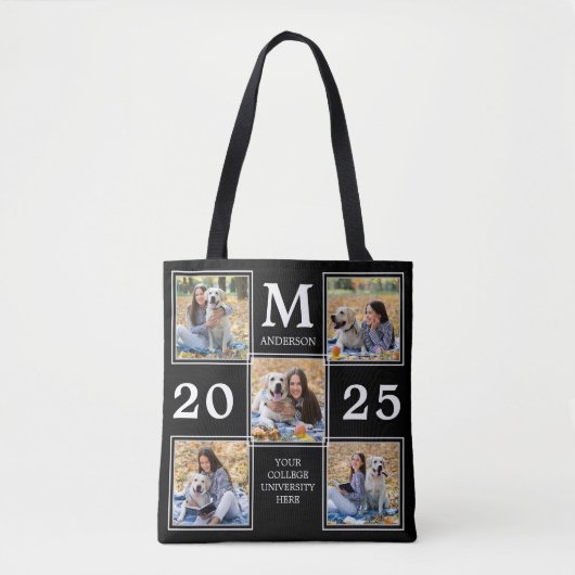 Aangepast Afstuderen monogram fotocollage Tote Bag (Voorkant)
