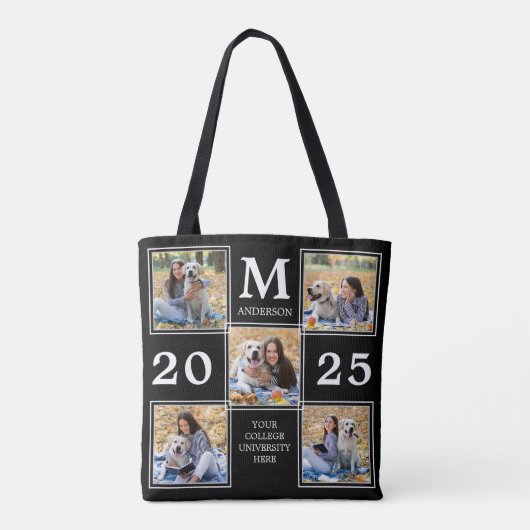 Aangepast Afstuderen monogram fotocollage Tote Bag (Achterkant)