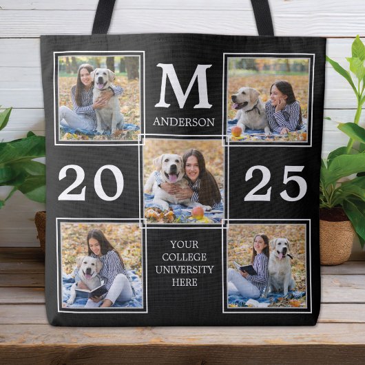 Aangepast Afstuderen monogram fotocollage Tote Bag
