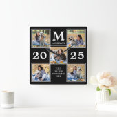 Aangepast Afstuderen monogram fotocollage Vierkante Klok (Huis)