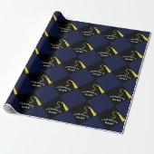 Aangepast Afstuderen Navy Blue Cadeaupapier (Uitgerold)