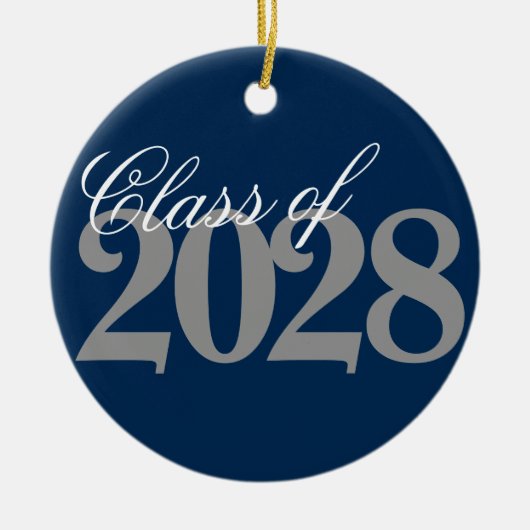 Aangepast Afstuderen | Navy Blue Grey Afstudeerder Keramisch Ornament (Voorkant)