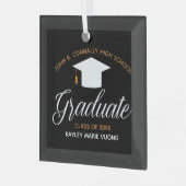 Aangepast Afstuderen op middelbare school - Zwarte Glas Ornament (Voorkant links)