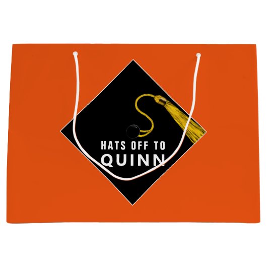 Aangepast Afstuderen Oranje grote cadeau Groot Cadeauzakje (Voorkant)