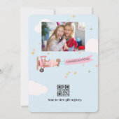 Aangepast Afstuderen, QR-code, Foto, Kind Roze Vli Kaart (Achterkant)