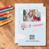 Aangepast Afstuderen, QR-code, Foto, Kind Roze Vli Kaart
