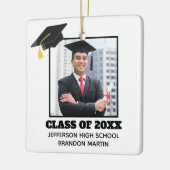 Aangepast Afstuderen Senior Portret Foto 2025 Klas Keramisch Ornament (Links)
