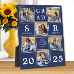 Aangepast Afstuderen van het blauw van de Zeemacht Fotoplaat<br><div class="desc">Viel je afstuderen en geef een speciaal gepersonaliseerd cadeau met dit aangepast fotocollage afstuderen plaque. Deze unieke fotocollage afstuderen plaque zal een schat koepel zijn. Pas je aan met 6 van je favoriete foto's van je hoger of hoger, en personaliseer je met het afstuderen van het jaar, de monogrammed naam,...</div>