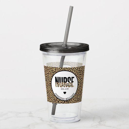 Aangepast Afstuderen van Verpleegster Cheetah RN Acryl Drinkbeker (Achterkant)
