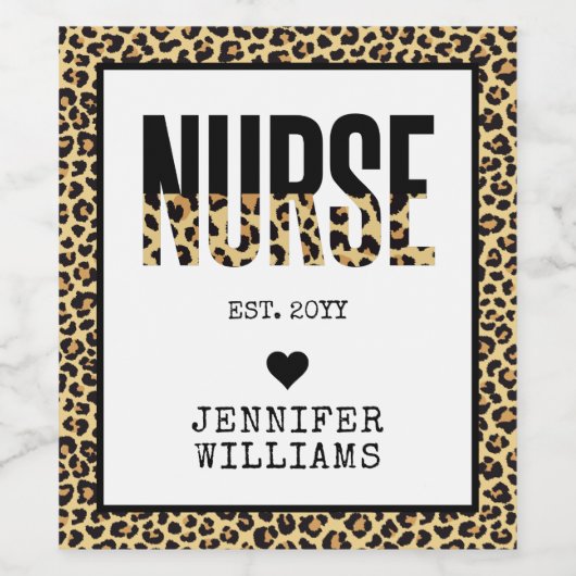 Aangepast Afstuderen van Verpleegster Cheetah RN Wijn Etiket (Enkel label)