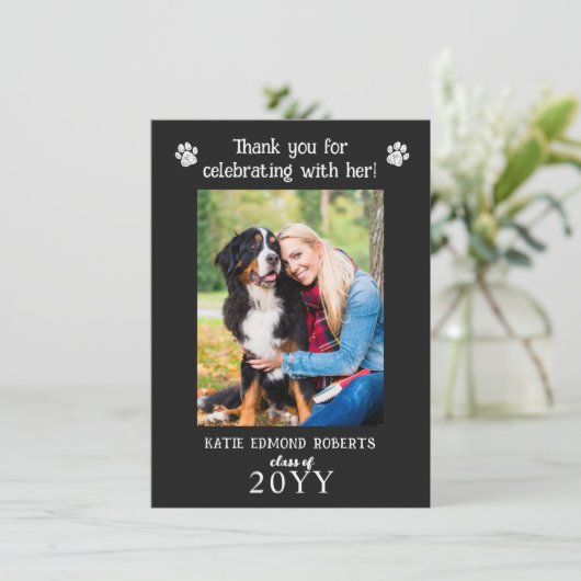 Aangepast Afstuderen voor Colleage Dog van de Foto Bedankkaart (Staand voorkant)