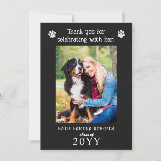 Aangepast Afstuderen voor Colleage Dog van de Foto Bedankkaart (Voorkant)