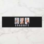 Aangepast Afstuderen voor drie fotocollage Waterfles Etiket (Enkel label)
