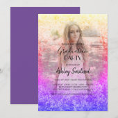 Aangepast Afstuderen voor fotoroze Paarse holograf Kaart (Voorkant / Achterkant)