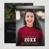 Aangepast Afstuderen voor foto's Modern White Over Aankondiging (Voorkant / Achterkant)