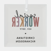 Aangepast Afstuderen voor maatschappelijk werkers Glas Ornament (Achterkant)