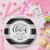 Aangepast Afstuderen voor moderne zilveren strepen Papieren Bordje (Feest)