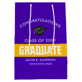Aangepast Afstuderen voor Paars en goud Medium Cadeauzakje (Achterkant)