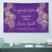 Aangepast Afstuderen voor Paarse en Gold-Gold Cust Spandoek (Beurs)