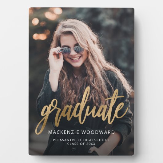 Aangepast Afstuderen voor Photo Gold Script Fotoplaat (voorkant)