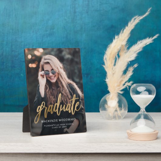 Aangepast Afstuderen voor Photo Gold Script Fotoplaat (Zijkant)