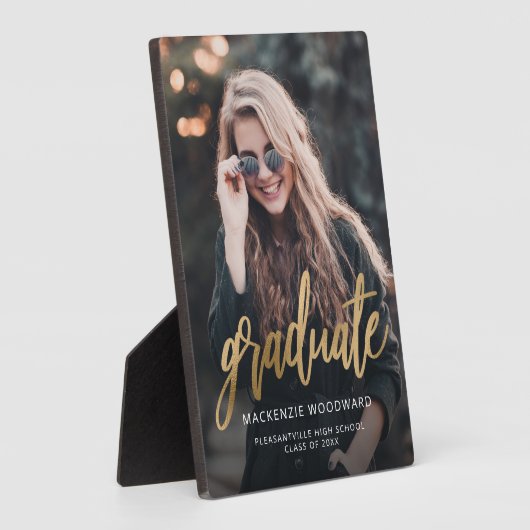 Aangepast Afstuderen voor Photo Gold Script Fotoplaat (Zijkant)