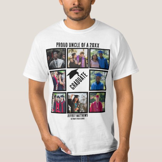 Aangepast Afstuderen voor rond Foto Collage T-shirt (Voorkant)