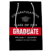 Aangepast Afstuderen voor rood en zwart Medium Cadeauzakje (Voorkant)