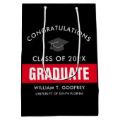 Aangepast Afstuderen voor rood en zwart Medium Cadeauzakje (Achterkant)